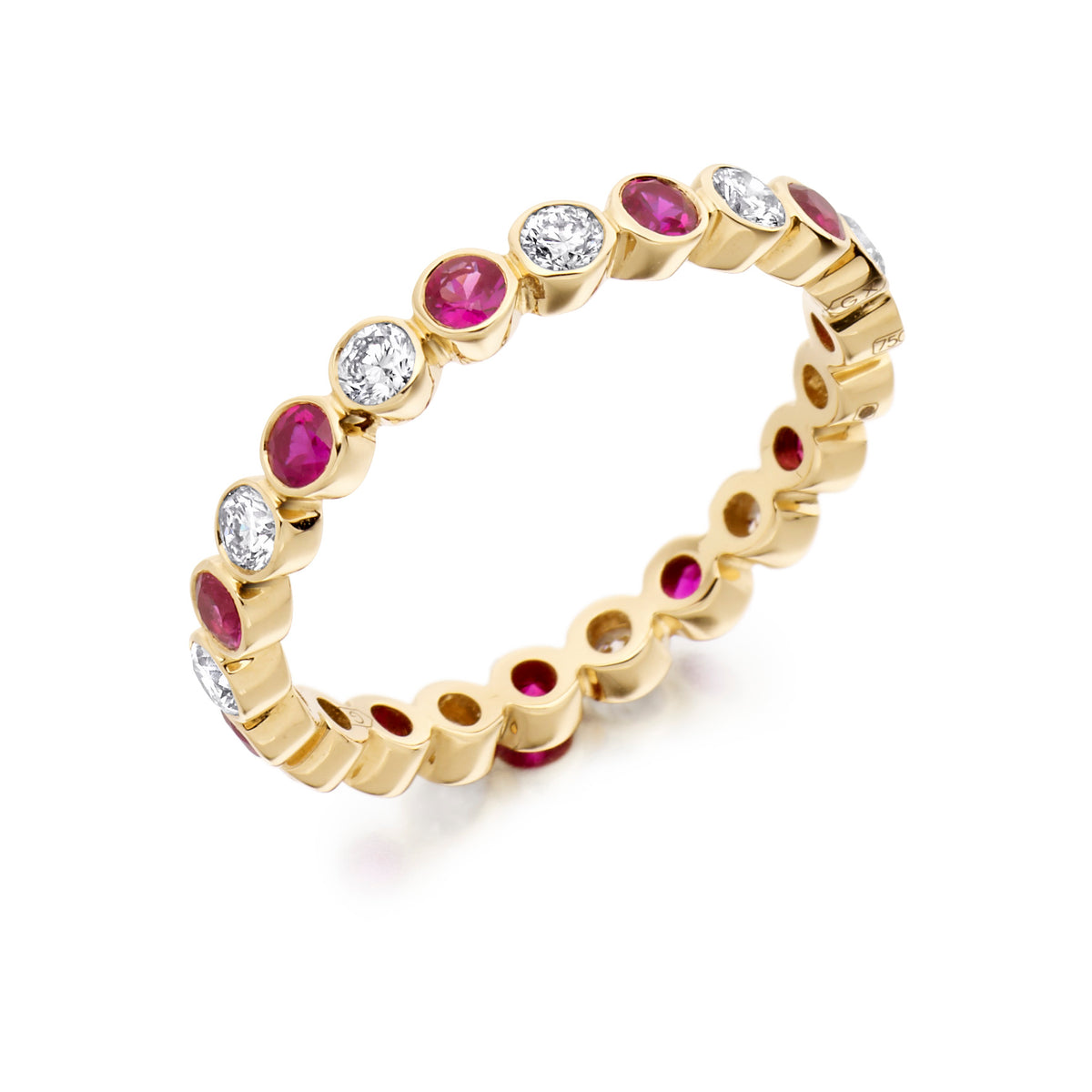 18ct Yellow Gold Ruby and Diamond Eternity Full Ring – Woodings & Co