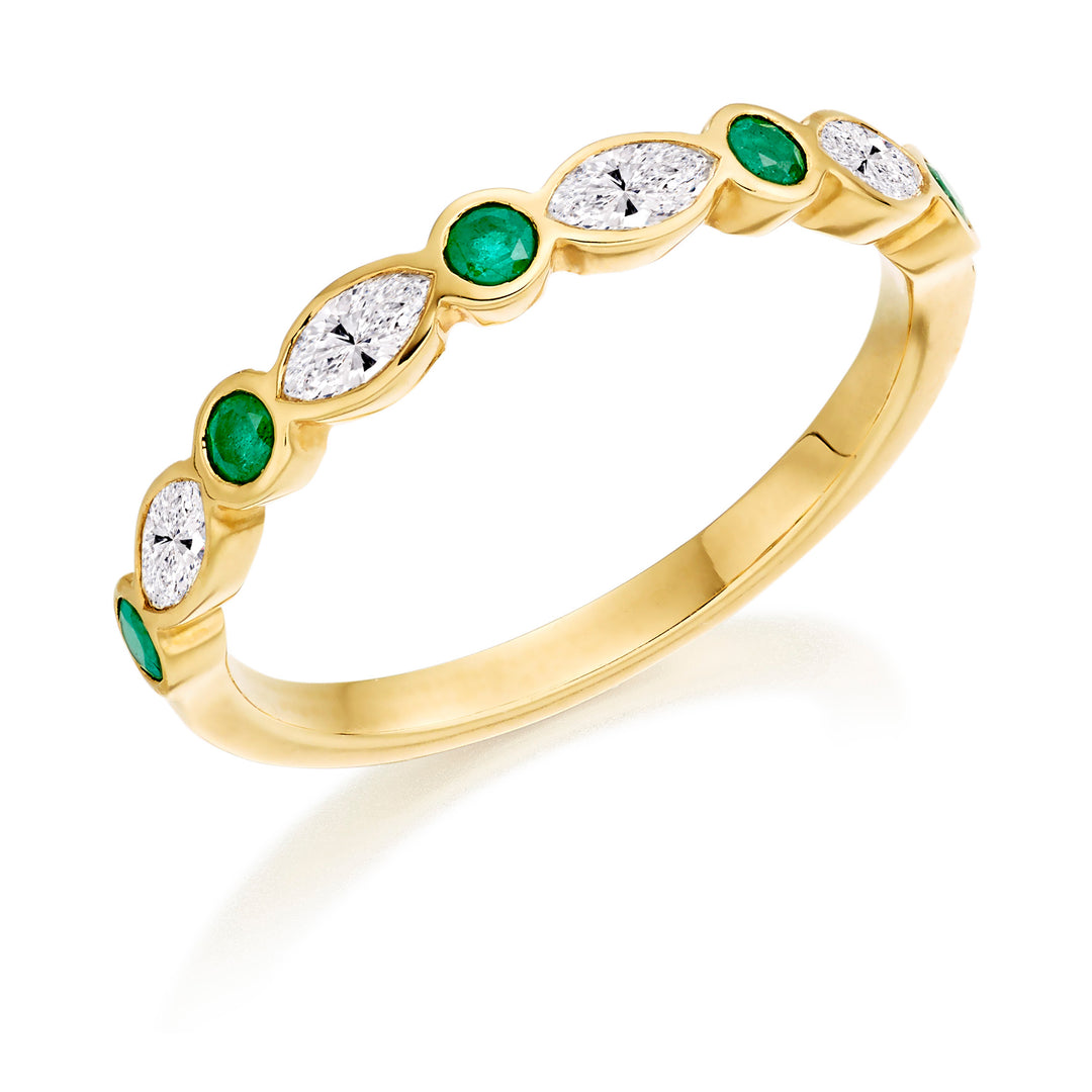 18ct Yellow Gold Emerald and Diamond Eternity Ring