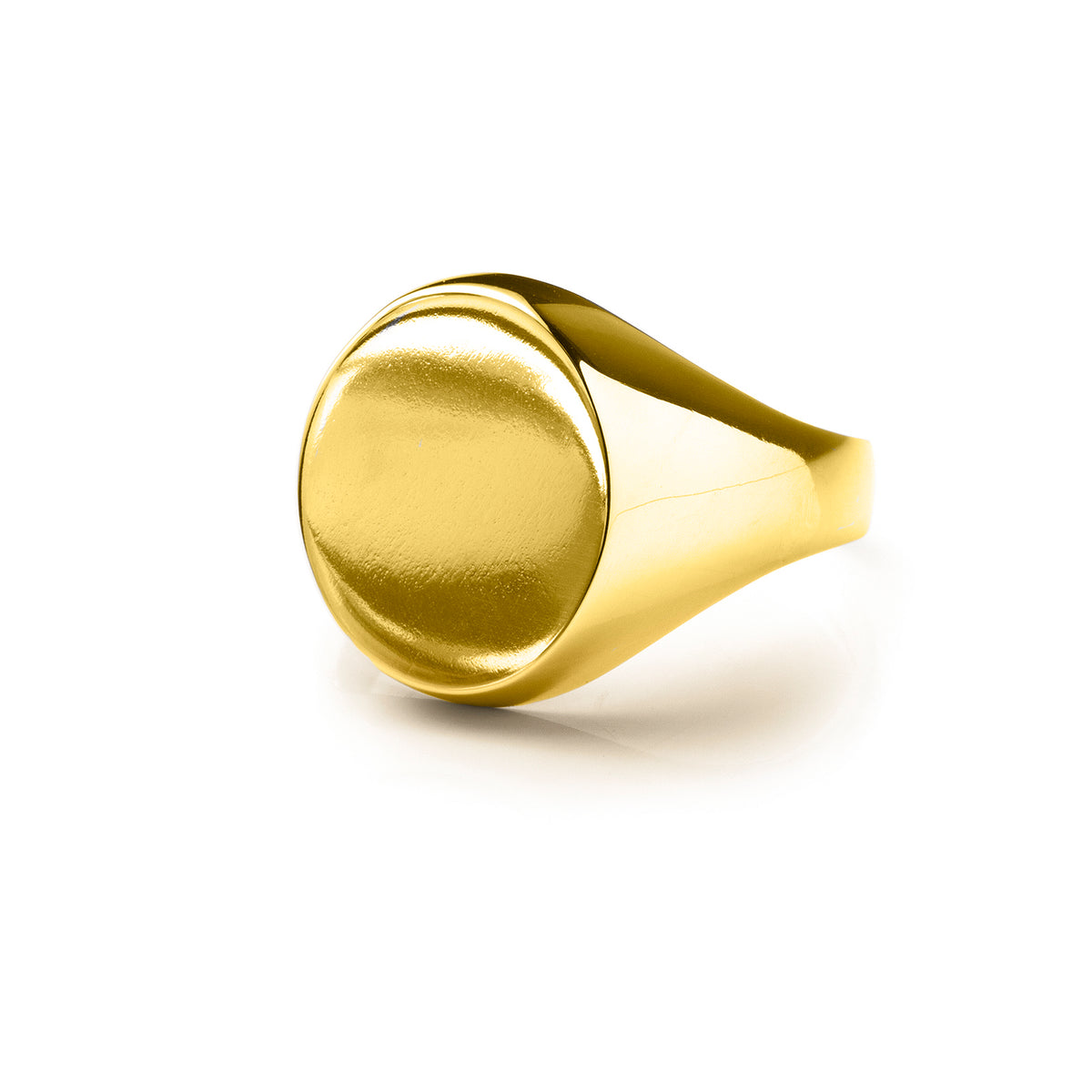 Mens Yellow Gold Round Signet Ring – Woodings & Co
